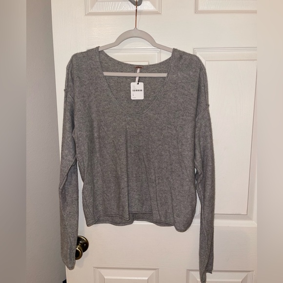 NWT free People gray grey sweater small cashmere silk - Picture 2 of 6